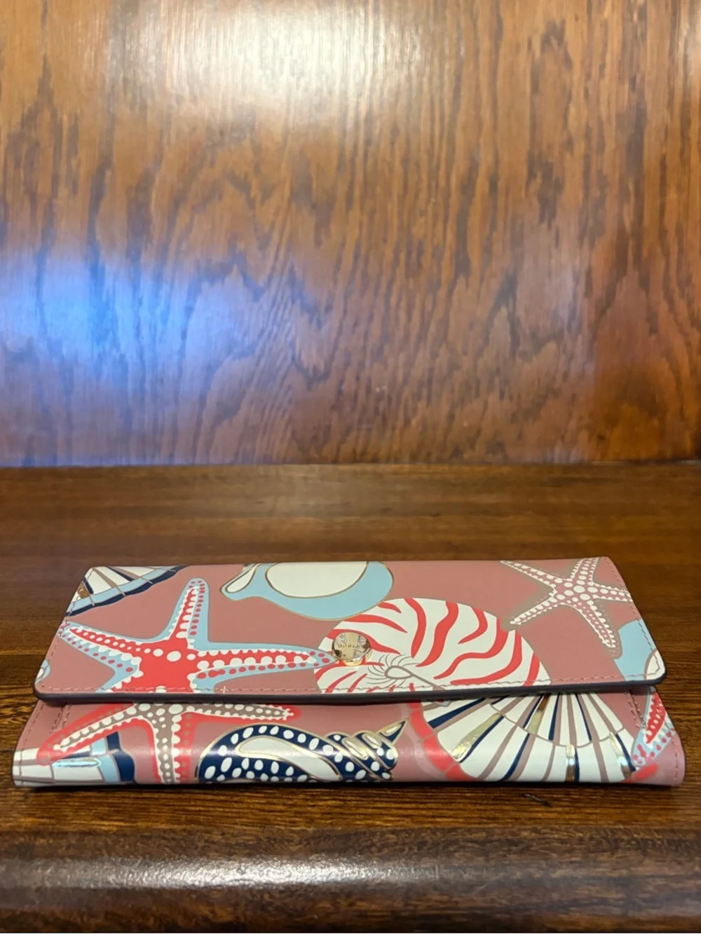 NWT-Radley London-Picton Place-Lg Flap Bifold Wallet-Carnation-Gold Accents-$148
